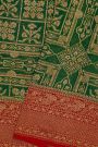 Fancy Georgette Bottle Green Saree With Florals And Leaves Body And Contrast Florals And Leaves Border