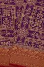 Fancy Georgette Purple Saree With Florals And Leaves Body And Contrast Florals And Leaves Border