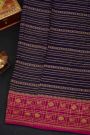 Fancy Georgette Violet Saree With Florals And Leaves Jaal, Florals And Buttis Body And Contrast Florals And Leaves Jaal With Animals Border