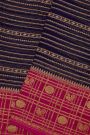 Fancy Georgette Violet Saree With Florals And Leaves Jaal, Florals And Buttis Body And Contrast Florals And Leaves Jaal With Animals Border