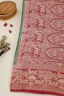 Banarasi Kaddi Georgette Bottle Green Saree With Florals And Pichwai Cows Body