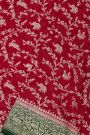 Banarasi Kaddi Georgette Red Saree With Florals And Animals Body