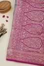 Banarasi Kaddi Georgette Royal Blue Saree With Florals And Animals Body