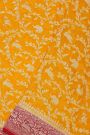 Banarasi Kaddi Georgette Yellow Saree With Florals And Animals Body