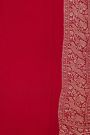 Banarasi Kaddi Georgette Red Saree With Florals And Animals Body