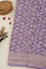 Banarasi Kaddi Georgette Lilac Saree With Florals And Animals Body