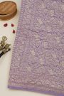 Banarasi Kaddi Georgette Lilac Saree With Florals And Animals Body