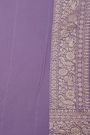 Banarasi Kaddi Georgette Lilac Saree With Florals And Animals Body