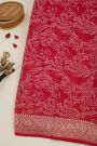 Banarasi Kaddi Georgette Red Saree With Geometric Shapes Body