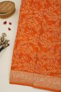 Banarasi Kaddi Georgette Orange Saree With Geometric Shapes Body