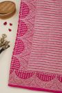 Banarasi Kaddi Georgette Magenta Saree With Birds And Florals In Cross Checks Body