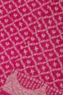 Banarasi Kaddi Georgette Magenta Saree With Birds And Florals In Cross Checks Body