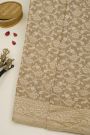 Banarasi Kaddi Georgette Beige Saree With Florals And Animals Body