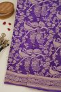 Banarasi Kaddi Georgette Lavender Saree With Florals And Peacocks In Zari Body