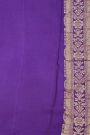Banarasi Kaddi Georgette Lavender Saree With Florals And Peacocks In Zari Body