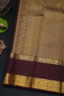 Kancheepuram Silk Bottle Green Saree With Florals And Peacocks In Zari Checks