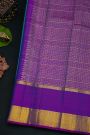 Kancheepuram Silk Blue Saree With Florals And Peacocks In Zari Checks
