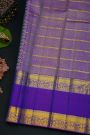 Kancheepuram Silk Peacock Blue Saree With Florals In Zari Checks Body Gap Border