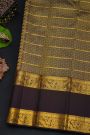 Kancheepuram Silk Rust Orange Saree With Florals In Zari Checks Body Gap Border