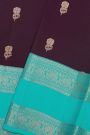 Kancheepuram Silk Wine Saree With Florals And Leaves In Zari Body Gap Border