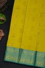 Kancheepuram Silk Mehendi Green Saree With Florals And Leaves In Zari