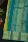 Kancheepuram Silk Mehendi Green Saree With Florals And Leaves In Zari