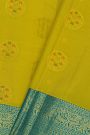 Kancheepuram Silk Mehendi Green Saree With Florals And Leaves In Zari