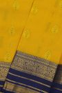 Kancheepuram Silk Yellow Saree With Florals And Leaves In Zari