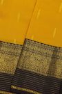 Kancheepuram Silk Yellow Saree With Florals And Leaves In Zari Body Contrast Border
