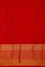 Kancheepuram Silk Peacock Green Saree With Florals And Leaves In Zari Body Red Border