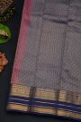 Kancheepuram Silk Pink Saree With Florals And Leaves In Zari