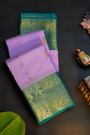 Kancheepuram Silk Lavender Saree With Florals And leaves In Zari