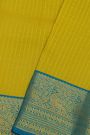 Kancheepuram Silk Mehendi Green Saree With Checks Design Peacocks Border