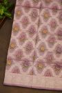 Banarasi Silk Onion Pink Saree With All Over Florals In Meenakari Weave