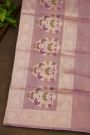 Banarasi Silk Onion Pink Saree With All Over Florals In Meenakari Weave