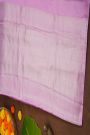 Banarasi Silk Lavender Saree With Zari Lines Body And Self Design Florals And Leaves With Diamonds Border