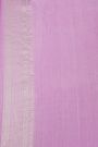 Banarasi Silk Lavender Saree With Zari Lines Body And Self Design Florals And Leaves With Diamonds Border