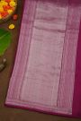 Banarasi Silk Rani Pink Saree With Florals And Leaves Body And Self Florals And Leaves Border