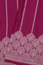 Banarasi Silk Rani Pink Saree With Florals And Leaves Body And Self Florals And Leaves Border