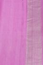 Banarasi Silk Rani Pink Saree With Florals And Leaves Body And Self Florals And Leaves Border