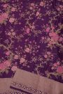 Banarasi Silk Purple Saree With Florals With Leaves Jaal Body And Self Diamonds In Zari Border