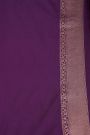 Banarasi Silk Purple Saree With Florals With Leaves Jaal Body And Self Diamonds In Zari Border