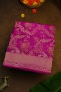 Banarasi Silk Purple Saree With Florals And Leaves Body And Self Florals And Leaves Jaal Border