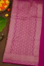 Banarasi Silk Purple Saree With Florals And Leaves Body And Self Florals And Leaves Jaal Border