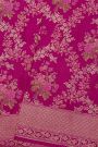 Banarasi Silk Purple Saree With Florals And Leaves Body And Self Florals And Leaves Jaal Border