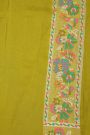 Banarasi Silk Parrot Green Saree With Florals And Leaves Body And Self Florals And Leaves Border
