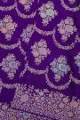 Banarasi Silk Purple Saree With Florals And Leaves In Zari Body And Self Design Florals And Leaves Jaal Border
