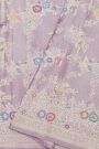 Banarasi Silk Light Lavender Saree With Florals With Leaves Jaal Body And Self Florals And Leaves Jaal Border