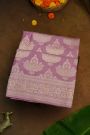 Banarasi Silk Onion Pink Saree With Florals And Buttis Body And Self Florals And Leaves Jaal Border