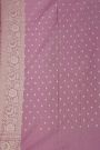 Banarasi Silk Onion Pink Saree With Florals And Buttis Body And Self Florals And Leaves Jaal Border